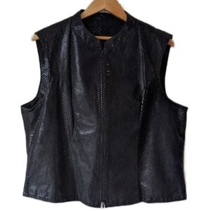 Leather Ranch Black Suede Sleeveless Zip-Up Vest Size 1